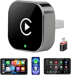 محول 2 في 1 لاسلكي كاربلاي واندرويد اوتو، تصميم ميني USB للسيارات التي تحتوي على كاربلاي سلكي، اتصال تلقائي سريع، توصيل وتشغيل، USB/Type-C، لإصدارات ابل iOS 10+، اندرويد 11+