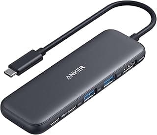 موزع بـ332 USB C‏ 5 في 1 مع شاشة HDMI 4K‏ ومنفذ بيانات 5 جيجابايت/ثانية USB C‏ و2 USB A بـ5 جيجابايت/ثانية‏ لماك بوك برو وماك بوك اير وديل XPS ولينوفو ثينك باد ولاب توب اتش بي وغيرها من انكر، أسود