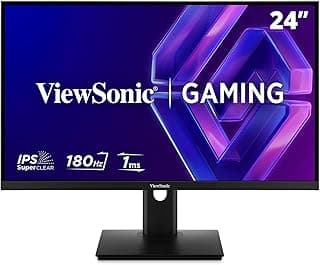 شاشة الألعاب فيوسونيك VX24G1-HD عالية الدقة بمقاس 24 بوصة، دقة FHD، وتتميز بمنافذ HDMI وDisplayPort. شاشة IPS فائقة الوضوح، بمعدل تحديث 180 هرتز، سرعة استجابة 1 مللي ثانية، تقنية المدى الديناميكي