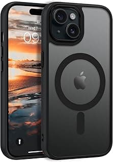 Magnetic Case for iPhone 15 with Magsafe Shockproof Protection Military-Grade Translucent Back Anti-Scratch Frosted Case Skin Friendly Cover iPhone 15 6.1-Inch Black
