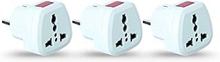 Travel Plug Adapter Converter with Indicator Bulb, Power Plug Charger – White (Set of 3 Pieces)
