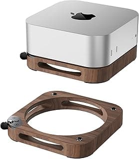 Wooden Stand for Mac Mini/Mac Studio– Black Walnut Desktop Base with Cooling Pad, Dust-Proof Design & Easy Power Button Access, For M1/M2/M4 Models, Heat Dissipation Riser (Brown)