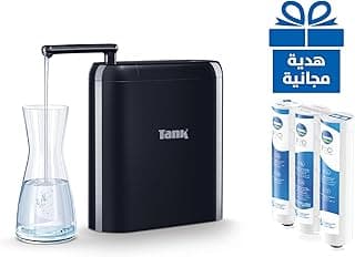 فلتر مياه تانك برو بمؤقت رقمي - 6 مراحل تنقية مضغوطة + عبوة اقتصادية مجانية، أسود، ضمان سنة