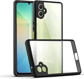 جراب متوافق مع سامسونج Galaxy A07 4G شفاف، مضاد للصدمات بمعايير عسكرية، مضاد للاصفرار، جراب حماية نحيف مع حماية للكاميرا - أسود