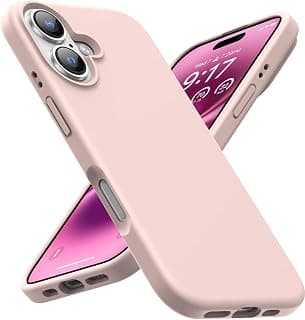 جراب مصمم لهاتف iPhone 16، جراب سيليكون سائل واقي ضد الصدمات مع بطانة مايكروفايبر ناعمة مضادة للخدش، نحيف جداً، حماية من السقوط 6.1 بوصة (رملي وردي)
