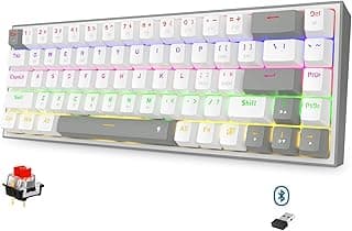 لوحة مفاتيح ألعاب ميكانيكية K705WG-R برو 65% لاسلكية وبلوتوث وسلكية ار جي بي ومفتاح أحمر 68 مفتاح ومقبس تبديل سريع 100%، لوحة إلكترونية مطبوعة مثبتة على لوحة حرة ومفاتيح أسهم مخصصة من ريدراجون