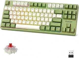 Founder GK87 Wireless Gaming Mechanical Keyboard – Bluetooth, 2.4G & Wired Tri-Mode Keyboard with Hot Swappable Red Switches, Rainbow LED 11 Lighting Modes for PC, Mac & Gaming Setup (Light Green)