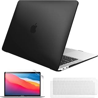 جراب FINTIE متوافق مع MacBook Air 13 بوصة إصدار 2018 2019 2020 موديل A2337 (M1) / A2179 / A1932، جراب صلب نحيف مع غطاء كيبورد وشاشة حماية، أسود مطفي