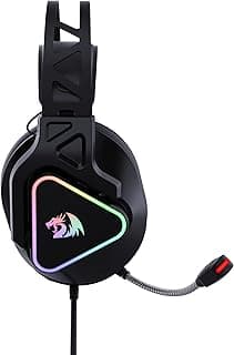 ريدراجون سماعة راس للالعاب H370 كادموس ار جي بي USB - صوت محيطي 7.1-53 مم - اضاءة الفضاء اللوني - وحدة تحكم مدمجة (اسود)، سلكي، فوق الاذن
