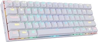 كيبورد ريدراجون K530 دراكون للالعاب الميكانيكية بسلك/بلوتوث RGB‏ 60% - مفاتيح بلوتوث بنية 5.0-3 - 3 جهاز قابل للتبديل - كابل من النوع سي- الكمبيوتر/ اللاب توب / الموبايل، ابيض