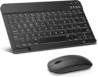 SOPPY Portable Mini Rechargeable Bluetooth Keyboard and Mouse for iPad/Samsung Tab/Lenovo Tab/iOS/Android/Windows, Italian Layout (Black)