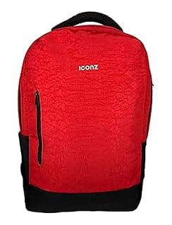 BARCELONA Laptop Backpack with Built-In USB Charging Port and Aux Jack - Black and Red