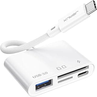 قارئ كروت ذاكرة SD بمنفذ USB 3.0 ومنفذ شحن، محول 4 في 1 USB C لـ Micro SD متوافق مع iPad Pro و MacBook Pro/Air و Galaxy S8 إلى S23