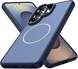 جراب مغناطيسي مطفي فاخر لهاتف سامسونج Galaxy S26 Ultra، سيليكون مع PC، مضاد للبصمات والصدمات، تصميم عملي (كحلي)