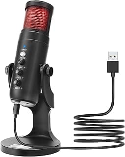 SAVALETOR USB Condenser Microphone Compatible with PC/MAC/Ps4,RGB Lighting Computer Mic with Noise Cancelling & Reverb, Studio Microphone for Voice and Music Recording,Podcasting,Streaming,Gaming
