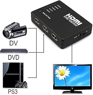 محول HDMI ميني 5 مخرج مع ريموت كونترول متوافق مع بلاي ستيشن 3