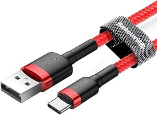 كابل Baseus USB-C 3A لهواتف سامسونج Galaxy S10 Plus / S9 Plus / S10 lite شحن سريع - 1 متر - أحمر