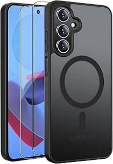 Magnetic Case for Samsung Galaxy A17 5G, Compatible with MagSafe with 2 Pieces Tempered Glass Screen Protector, Translucent Frosted Case, Black