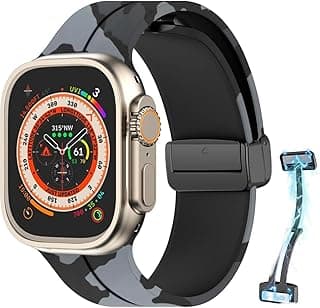 Fekra Camo Sport Compatible with Apple Watch Band 42mm 44mm 45mm 46mm 49mm for Women Men,Magnetic Strap Stretchy Braided Wristband for iWatch Series 10 9 8 7 6 5 4 3 Ultra 2 1 SE