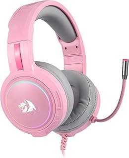 ريدراجون سماعة راس للالعاب H270 RGB مع ميكروفون، سلكية، متوافقة مع Xbox One ونينتندو سويتش وبلاي ستيشن 4 وبلاي ستيشن 5 والكمبيوتر واللابتوب ونينتندو سويتش (بينك)، على الاذن، أبيض
