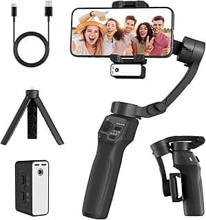 3-Axis Gimbal Stabilizer for iPhone 15 14 13 12 Pro Max Samsung s23 s22 A54 Android Smartphone,Foldable Portable Rotating Phone Gimbal for Video Recording Vlog with AI Face Tracking (F11-Black)