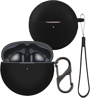 Case for Huawei FreeBuds 7i Earbuds, FJIASTB Soft Silicone Protective Cover with Carabiner, Shockproof (Black)