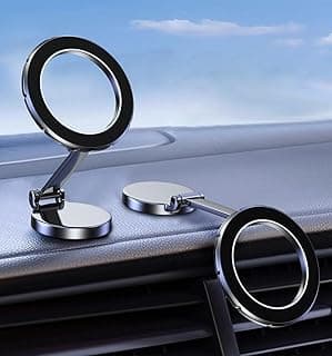 Magnetic Phone Holder, Car Mount Folding & 360° Rotation Magnetic Phone Holder for Car Strong Magnets iPhone Car Mount Hands Phone Holders for Your Car Dash Fits iPhone 15 14 13 Pro Max (Black)