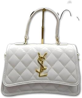 Elegant Leather Handbag - Quilted design with single top handle, gold metal accents, and harmonious black/silver/brown color scheme for refined daily use.