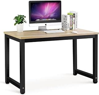 FurniFlex Woodx Computer Desk,100cm Computer Table PC Laptop Modern Study Table, Office Desk Workstation for Home Office with Extra Strong Legs,Writing Desk,Beige, 120 cm x 60 cm x 90 cm