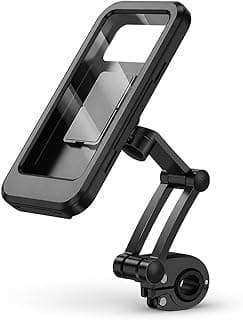 Waterproof Bike & Motorcycle Phone Mount IPX67 – 360° Rotating Handlebar Mobile Holder for Smartphones 4.7-6.9 Inch – Shockproof Touch Screen Case for Scooter & Bicycle