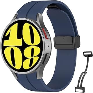 استراب متوافق مع سامسونج Galaxy Watch 7 FE 6 5 4 مقاس 40mm 44mm/Watch 6 Classic 43mm 47mm/5 Pro 45mm/4 Classic 42mm 46mm، سوار سيليكون مغناطيسي بدون فراغات