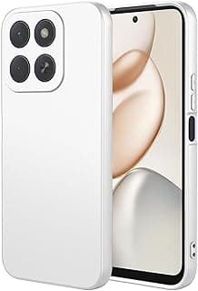 جراب سيليكون متوافق مع Honor X7D سيليكون ناعم مقاوم للصدمات بلمسة مطفية مع بطانة قماشية داخلية (أبيض)