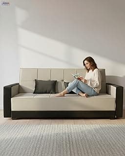 كنبة Rango Furniture | كنبة Primo 3 مقاعد | تتحول إلى سرير | العرض 120 سم × الطول 215 سم × الارتفاع 40 سم - بني