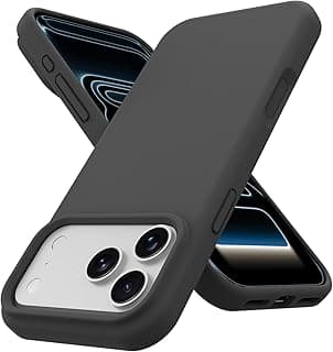 جراب مصمم لـ iPhone، سيليكون سائل بريميوم مع [بطانة مايكروفايبر ناعمة مضادة للخدش] جراب حماية نحيف مضاد للصدمات (أسود، iPhone 17 Pro Max)