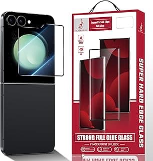 واقي شاشة لهاتف سامسونج Galaxy Z Flip 6، زجاج مقوى بريميوم HD، مقاوم للخدش، بدون فقاعات، صلابة 9H، تغطية كاملة