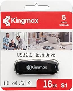 كينج ماكس ذاكرة فلاش USB 2.0 سعة 16GB S1، ذاكرة محمولة لنقل البيانات بسرعة عالية، تصميم صغير ومتين، مثالي للوثائق والموسيقى والصور والفيديوهات، ضمان 5 سنوات