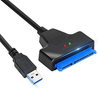 كابل محول USB 3.0 إلى SATA لهارد ديسك SSD و HDD مقاس 2.5 بوصة، يدعم UASP - أسود