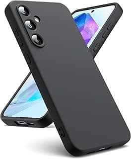 جراب مطاطي أسود لهاتف سامسونج Galaxy A55 5G، سيليكون TPU، مقاوم للصدمات