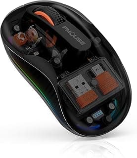 فوس ماوس لاسلكي اسود شفاف من نوفل، ماوس بلوتوث مع مستقبل USB ونوع C لماك بوك/ايباد/لابتوب، ماوس محمول صامت قابل لاعادة الشحن لرحلات العمل والسفر