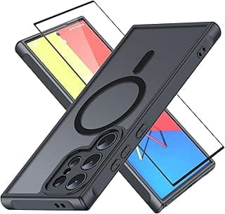 [1+1] Magnetic Cover and Screen Protector for Samsung Galaxy S25 Ultra 5G Compatible with Magsave Ultra Thin Polycarbonate Steel Clear Drop and Impact Resistant for Galaxy S25 Ultra (S25 Ultra)