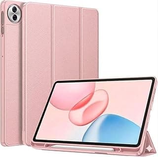 جراب لجهاز Honor Pad 10 مقاس 12.1 بوصة 2025 مع حامل قلم، غطاء خلفي من TPU ناعم مع خاصية النوم/الاستيقاظ التلقائي - وردي