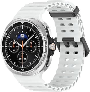 Silicone Ocean Strap Compatible with Samsung Watch 8 44mm 40mm Samsung Watch 8 Classic 46mm - Sports Bands with Metal Connector No Gap Breathable Band