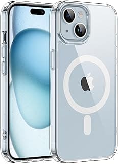 جراب شفاف لهاتف iPhone 15، متوافق مع MagSafe، مغناطيس قوي، مقاوم للاصفرار، نحيف ومتين