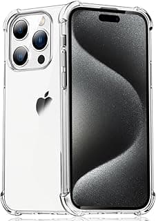 Case for iPhone 15 Pro Max, Advanced Airbag Drop Protection,Transparent Hard Back PC & Shockproof TPU Bumper Phone Cover, Anti-Scratch for iPhone 15 Pro Max 6.7-Inch (2023) - Crystal Clear