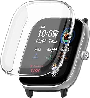 جراب Dl3 Mobilak متوافق مع Amazfit GTS 4 Mini (ليس لـ GTS4) ساعة TPU ناعمة ضد الصدمات مع حماية للشاشة، غطاء حماية نحيف - شفاف