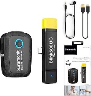 نظام بلينك 500 لافالير لاسلكي دقيق B5 TX+RX 2.4 جيجاهرتز مع مستقبل مزدوج USB-C لأجهزة اندرويد من سارامونيك