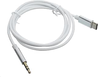 كابل محول صوت AUX JH-030، مقاس 3.5mm ذكر إلى 3.5mm ذكر، طول 3 متر - ابيض