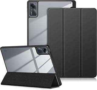 جراب لـ Redmi Pad SE 11 بوصة 2023، جراب نحيف هجين [حامل قلم مدمج] غطاء مضاد للصدمات مع ظهر شفاف لشاومي Redmi Pad SE (أسود)