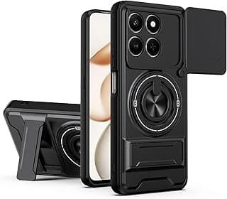 جراب حماية ضد الصدمات UNBLACK مع حماية للكاميرا TPU + PC ومسند لهاتف Honor x7d (أسود)