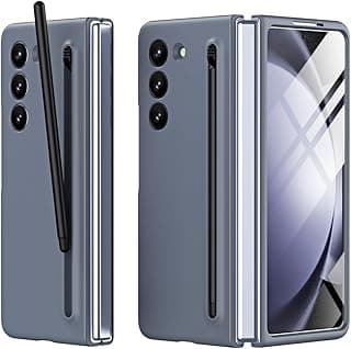 جراب متوافق مع سامسونج Galaxy Z Fold 6 مع مكان للقلم، [حماية شاشة زجاجية مدمجة] جراب حماية كامل نحيف (رمادي داكن)